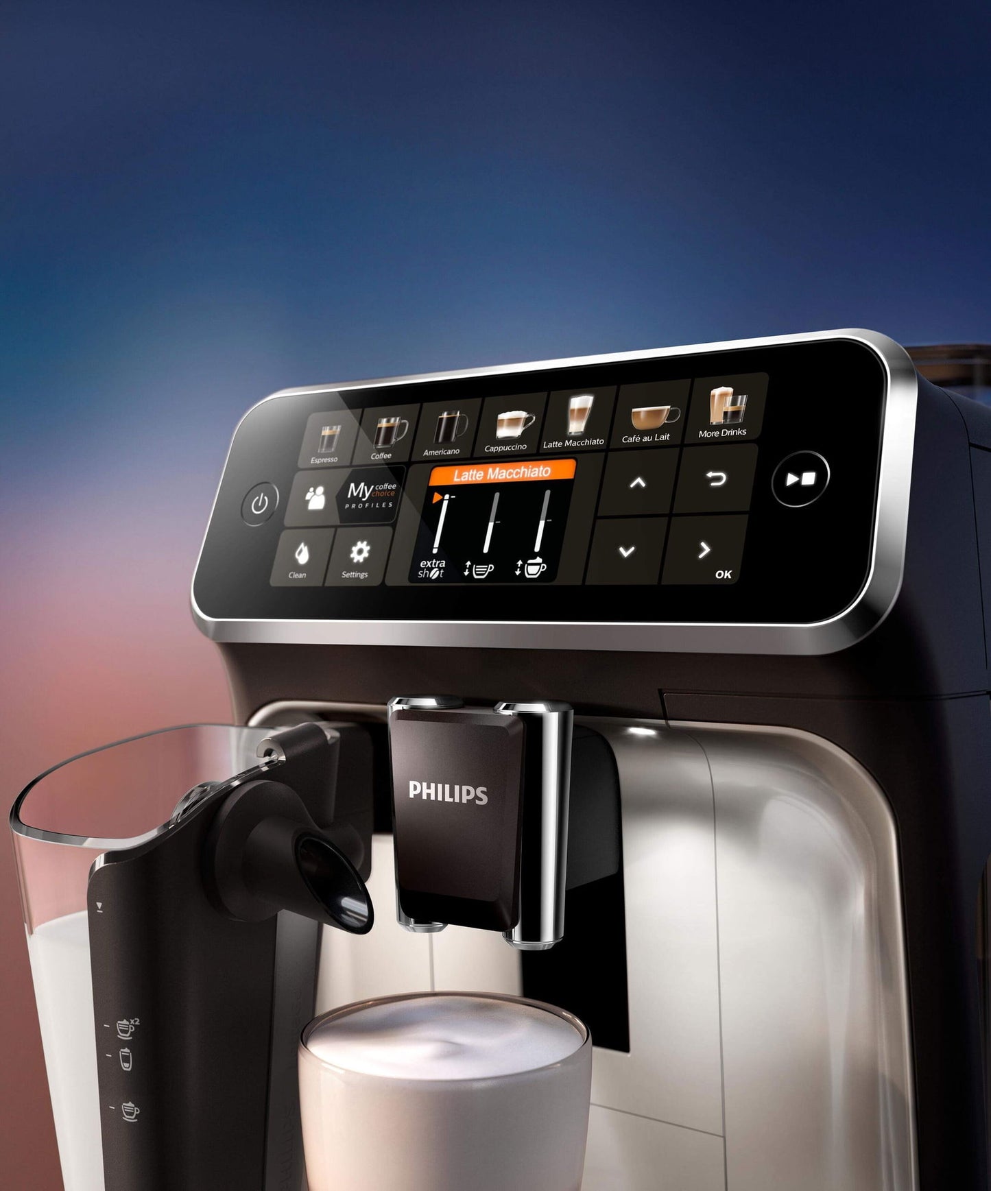PHILIPS EP5447/90 Serie 5400 LatteGo 11 Kaffeespezialitäten Kaffeevollautomat Schwarz/Chrom