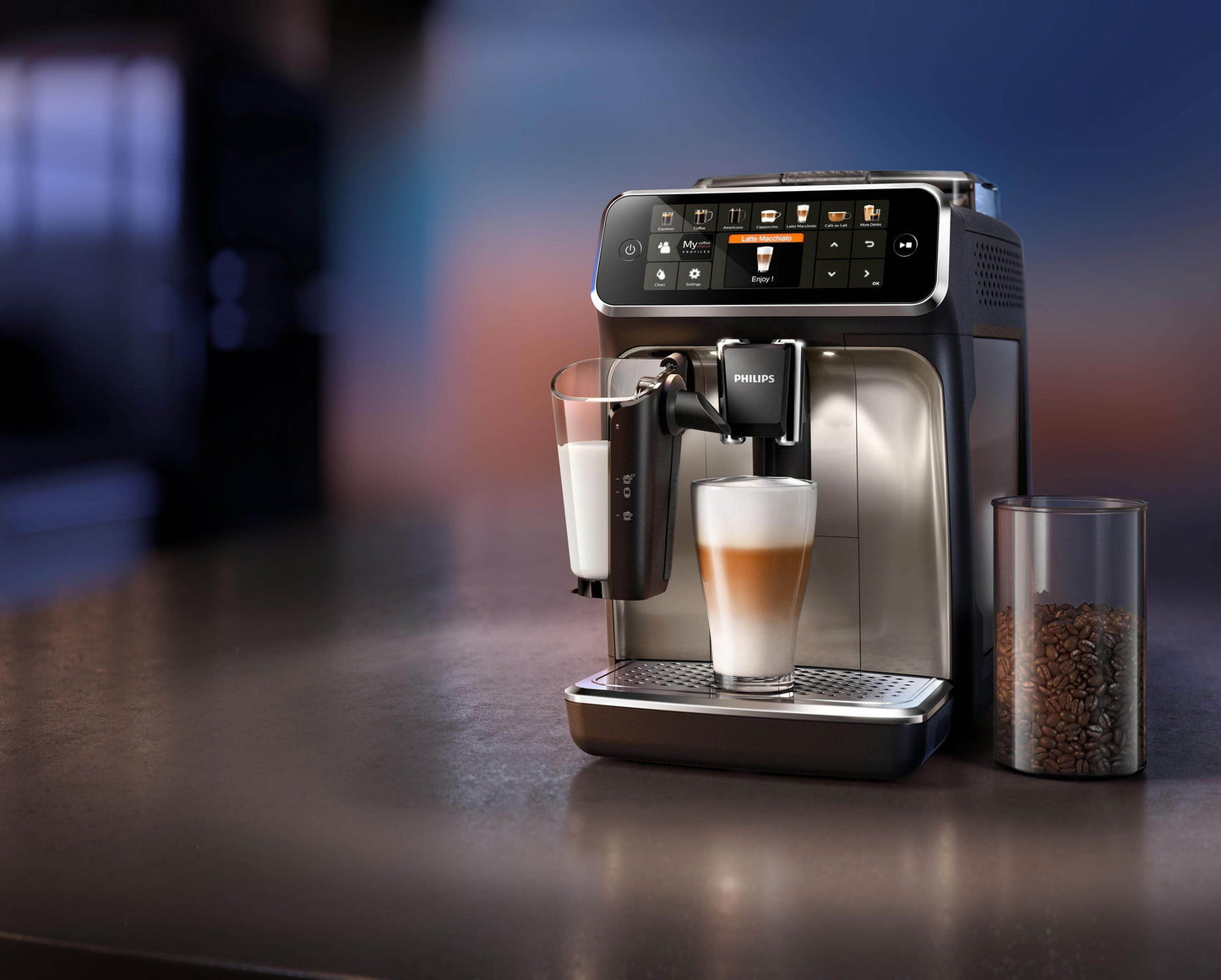 PHILIPS EP5447/90 Serie 5400 LatteGo 11 Kaffeespezialitäten Kaffeevollautomat Schwarz/Chrom