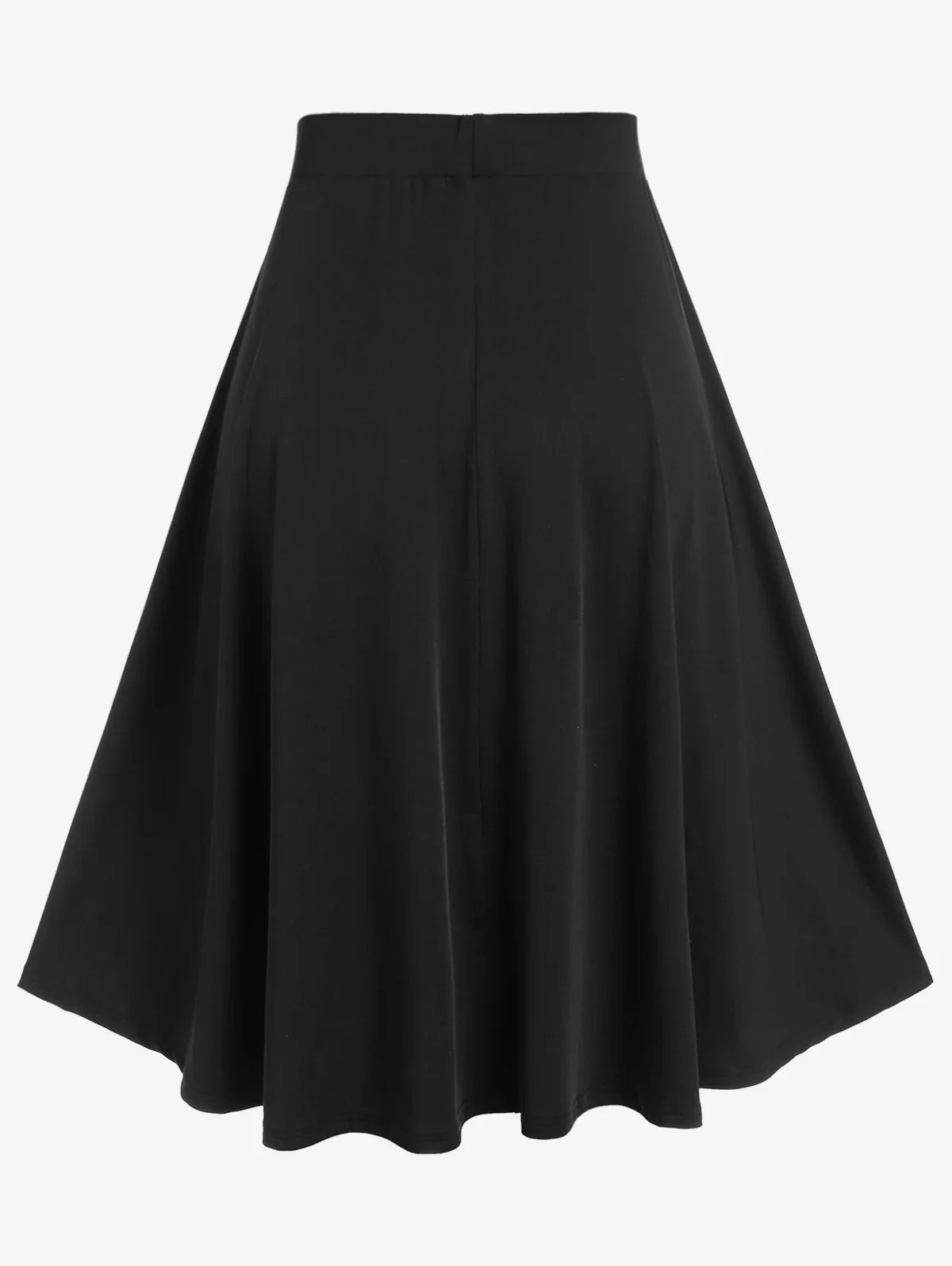 Plus Size Black Lace-up Double Layered Skirt Women s High Rise Pull On A Line Midi Skirts Elastic Waist Casual Bottom 4X