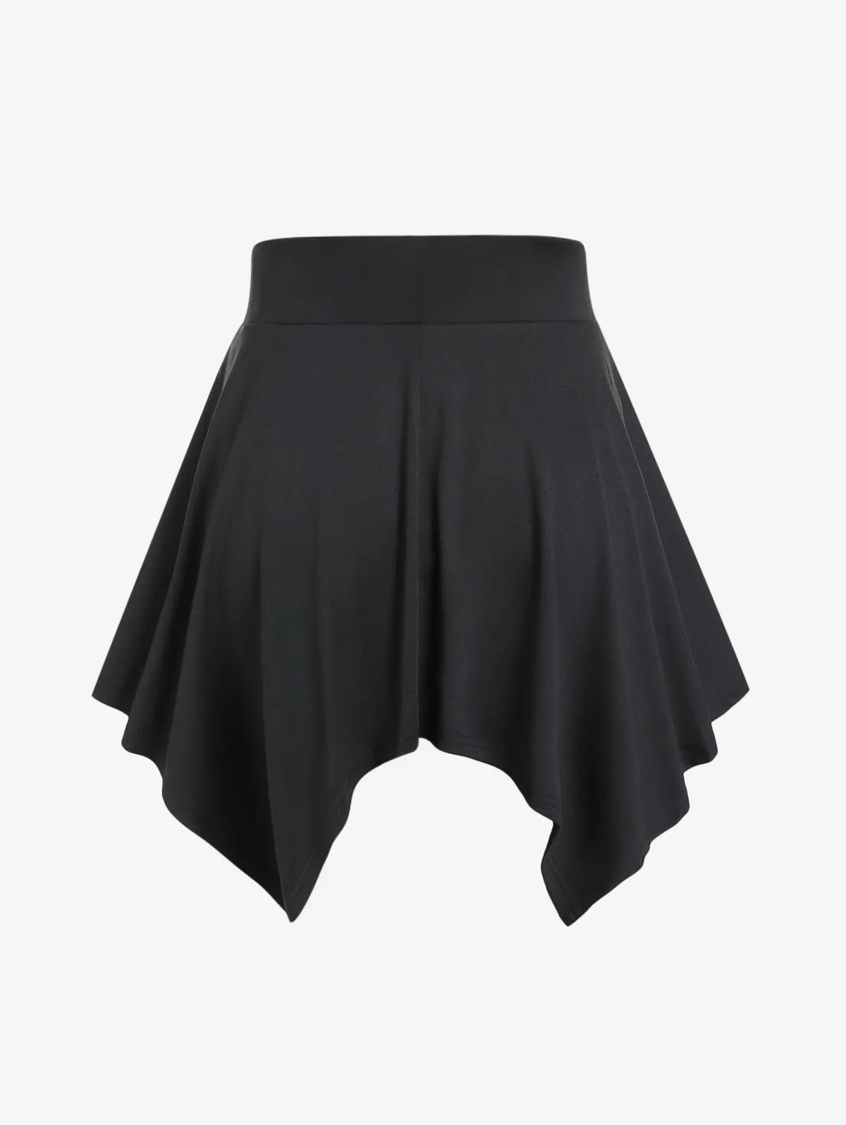 Plus Size Women s Bottoms Gothic Buckled Flap Pockets Hanky Hem Skirts Or High Waisted Lace Up Mini Pull On Shorts S-4XL