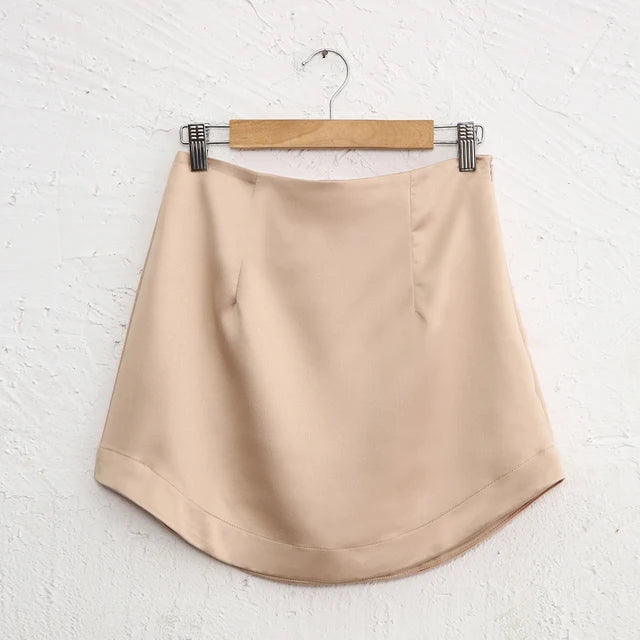 Women Mini Skirts Green Satin High Street Solid Side Zipper Sexy Bodycon Skirt Faldas Mujer