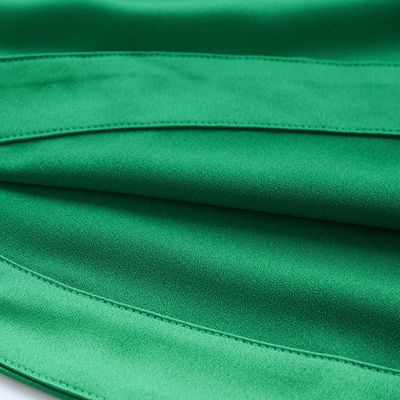 Women Mini Skirts Green Satin High Street Solid Side Zipper Sexy Bodycon Skirt Faldas Mujer