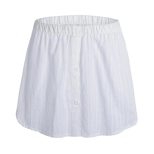 Women Denim False Hem Layering Fake Top Lower Sweep Skirt Half Shirt Extenders